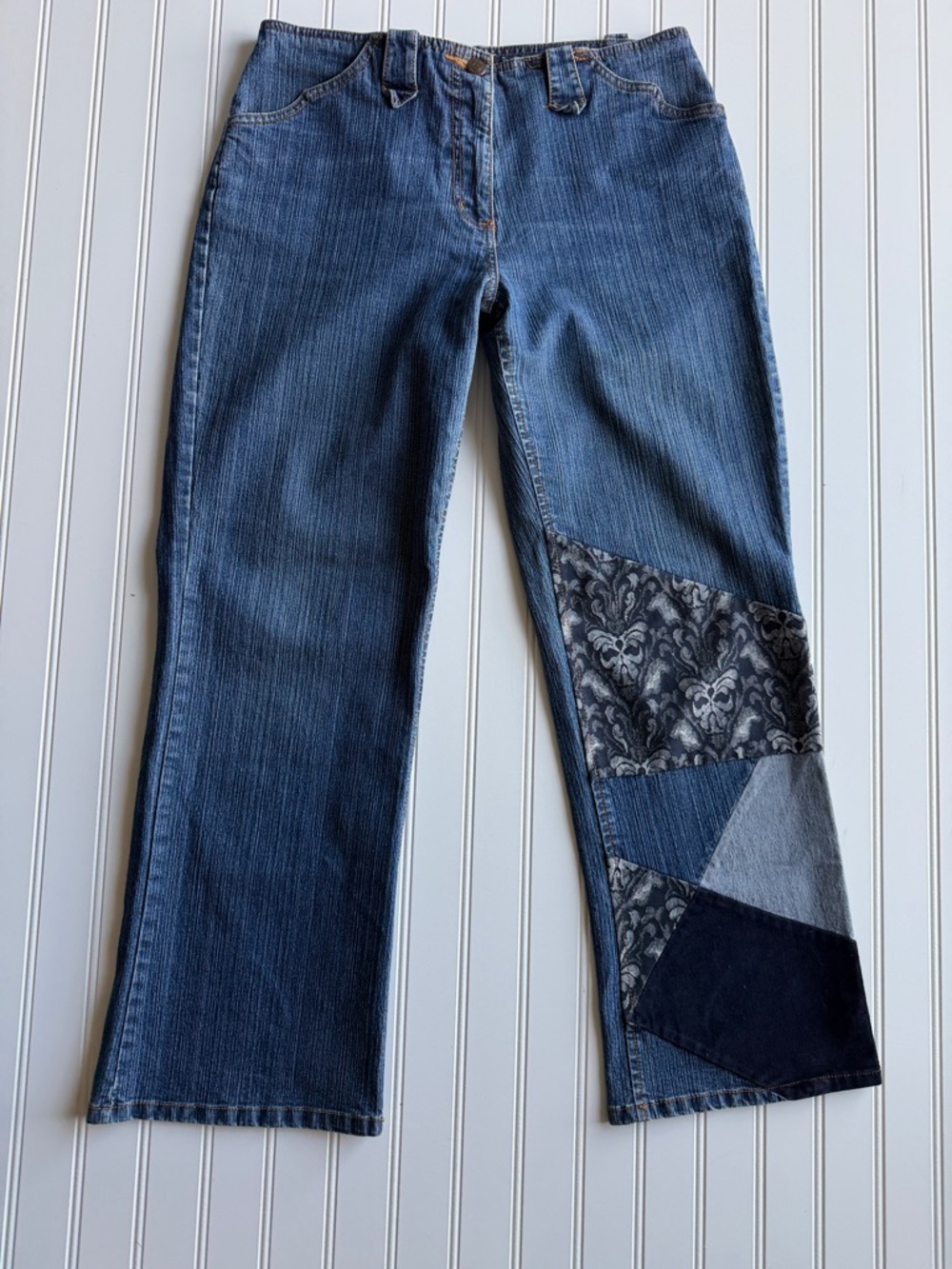 Upcycled Blue Patchwork Women’s Jeans Size 30 Y2K Grunge